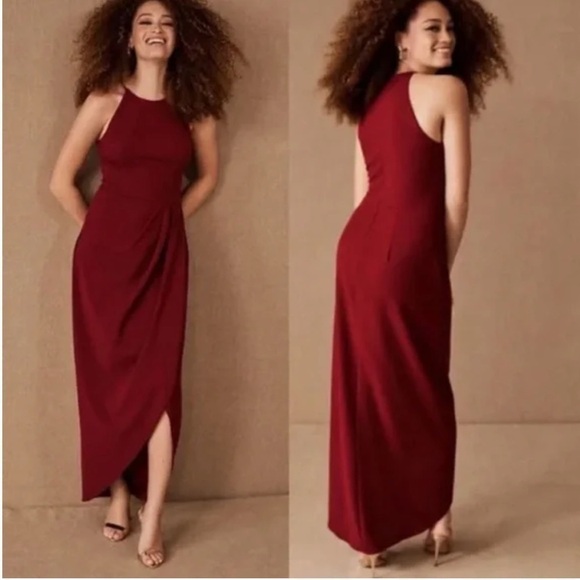 BHLDN Dresses & Skirts - BHLDN Marceau High-Low Crepe Dress in Bordeaux